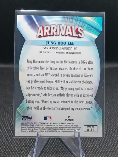 2024 Topps Finest - Arrivals Gold Refractor #A-21 Jung-Hoo Lee /50 (RC) - Picture 3 of 3