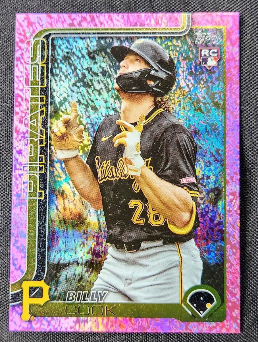 BABYLの2025年限定ゴールドTシャツ。扇子、会員カード。 2025 Topps Billy Cook #425 Pink Sand Glitter Holo Foil Rookie SP