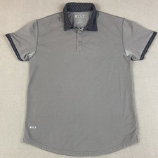 BYLT Polo Shirt Mens Large Gray Luxe Performance Polka Dot Golf Preppy Muscle