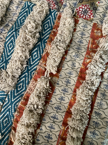 WORLD MARKET BOHEMIAN PATCHWORK W/ FRINGE TRIM COTTON PILLOW COVER ~ 18x18 - Picture 10 of 10