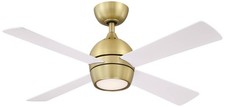 44" Fanimation Kwad Brushed Satin Brass LED Ceiling Fan with Remote