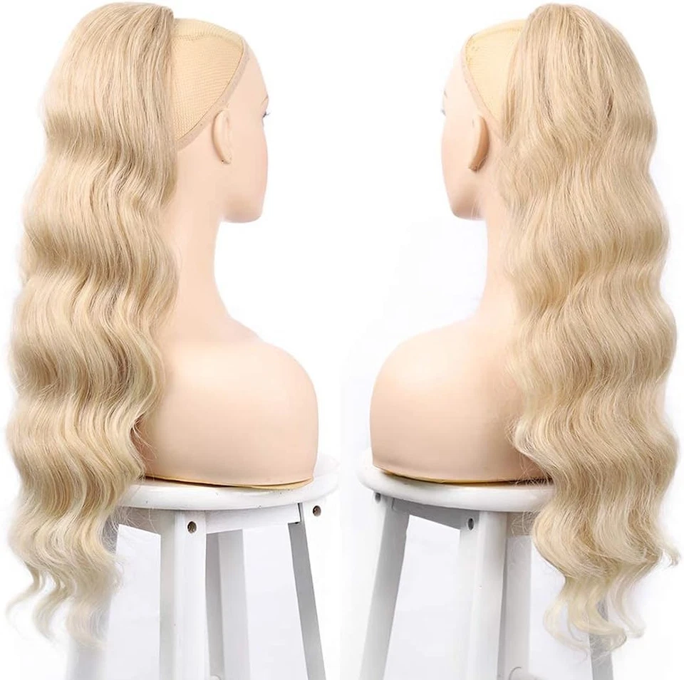 YEESHEDO Ponytail Extension Light Blonde, 24" Long Wavy Curly Drawstring Pony H - Image 2 of 4