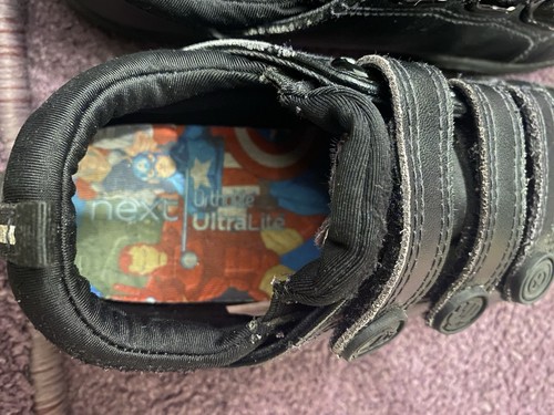 Next Boys Size 6 Black Shoes Avengers Marvel Range - Picture 5 of 7