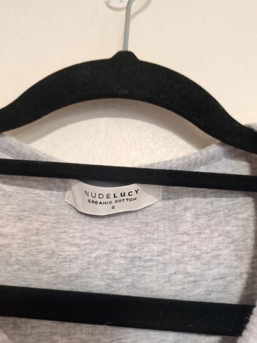 NEW Nude Lucy Cotton Thank Top Grey Side Gathered Size S - Picture 6 of 9