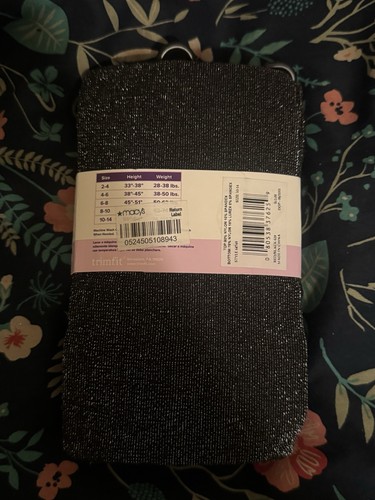 NWT Trimfit Girls Red & Black 2-Pack Sparkly Star Shiny Tights; Size 10-14 - Picture 2 of 7