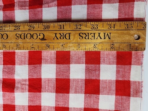 30s 40s Red & White Gingham Check Cotton Fabric 30.5"w X 50" 1yd Vtg Feed Sack - Picture 13 of 24