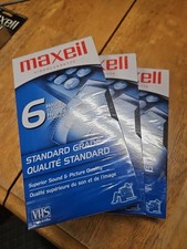 3 Pack Maxell Video Cassette T120 VHS 6 Hour Tapes High Quality VCR Recording 