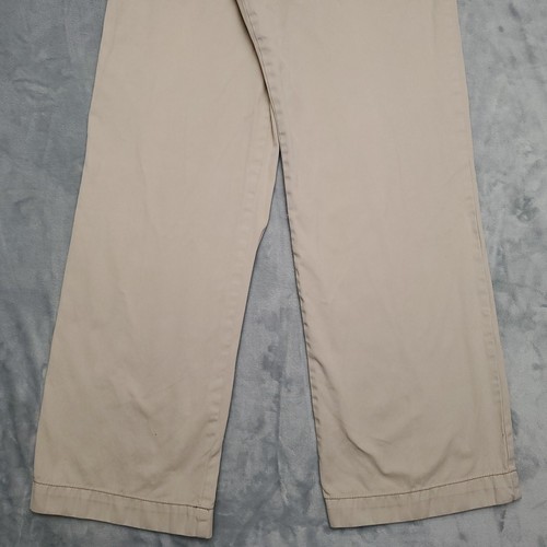James Perse Pant Men 33x32 Beige Hidden Button Fly Chino Twill Trousers Wide Leg - Picture 3 of 13