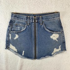 Carmar Denim Skirt Women s Size 26 Blue Distressed High Waisted Cotton Blend