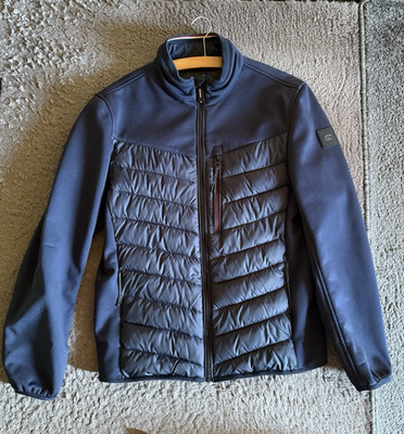 TOM TAILOR Herren Steppjacke blau Gr. M Stehkragen Reißverschluss Taschen Logo