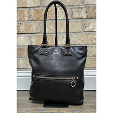 AUTHENTIC Gucci Black Pebbled Leather Flat Tote Bag Medium Vertical Shopper