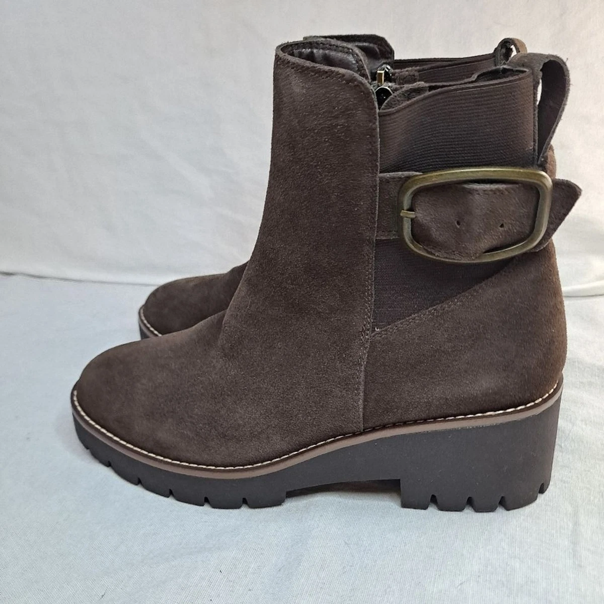 Bottes D'hiver Blondo Femme Taille 7.5 US - Suède Taupe, Doublure Fausse Shearling - Talon Compensé - Occasion