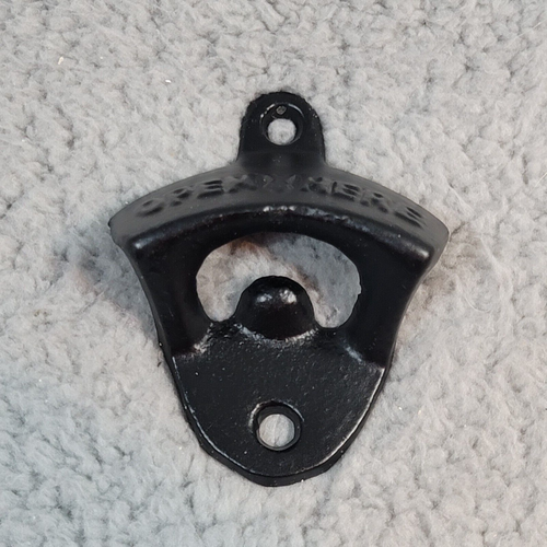 Cast Iron Bottle Opener for Home Bar or Rustic Man Cave Open Here print - Picture 4 of 5