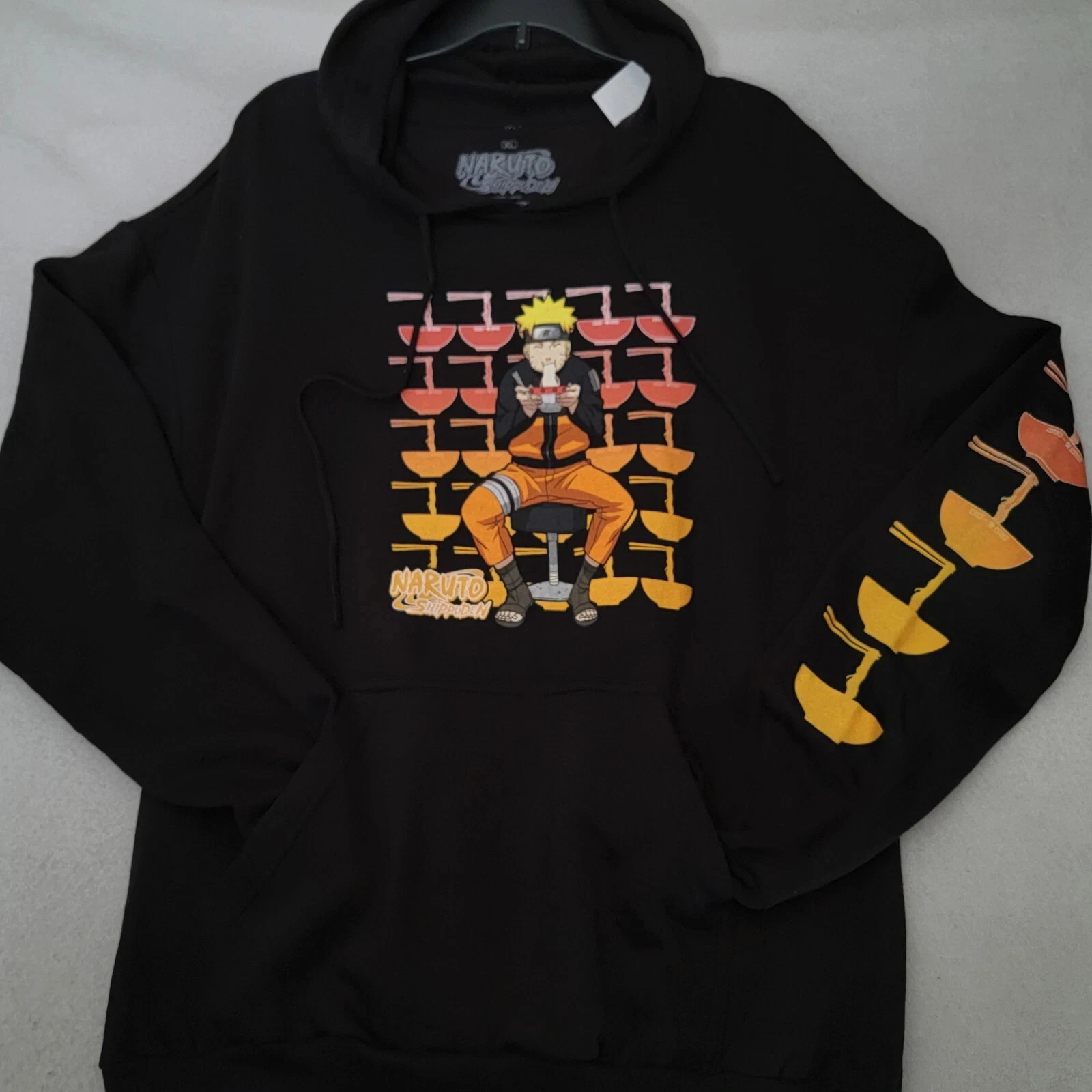NARUTO Shippuden HOODIE MENS MEDIUM BLACK SWEATSHIRT Lightweight ANIME Comic NWT