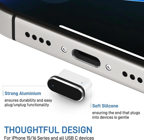 Prise Poussière USB C, Cache Prise Type C avec Protection Haut-Parleur en Métal... - Photo 2 sur 7
