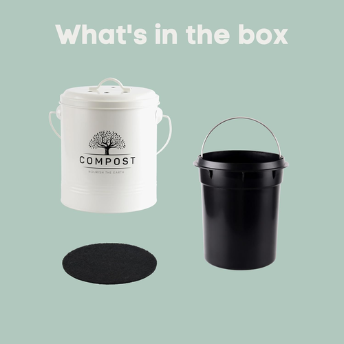 Cubo de compost de cocina, cubo de compost de encimera de 1,3 galones con tapa, compost interior  - Imagen 6 de 12