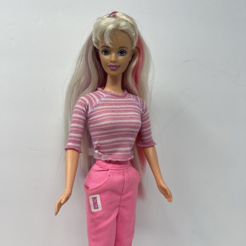 Barbie Doll Hairtastic Long Straight Blonde Streaks pink and purple 1966-1991 - Picture 13 of 17
