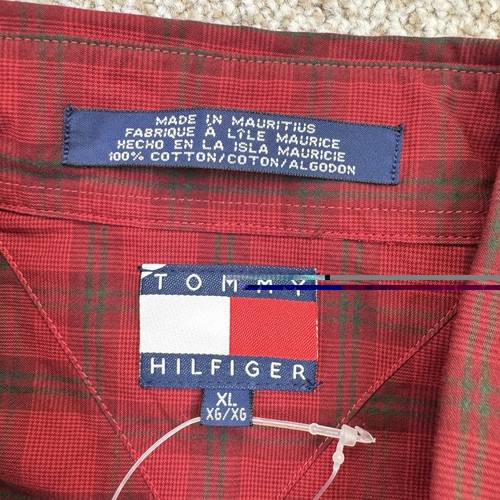 Camicia Tommy Hilfiger vintage nuova con bottoni uomo XL rossa a quadri manica lunga - Foto 12 di 16