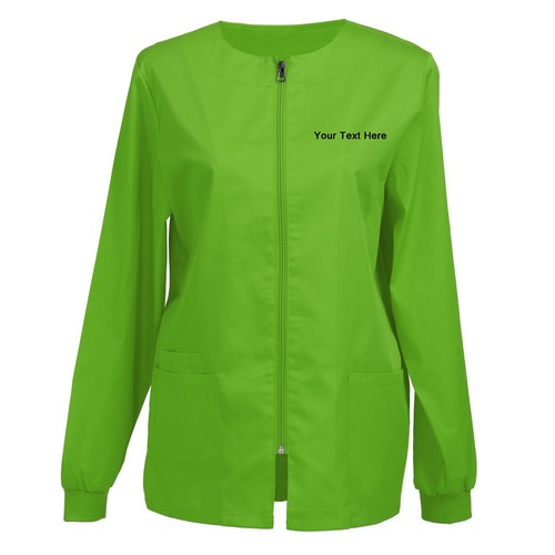 Personalized Embroidered Women’s Scrub Jacket, Zip Front Warm-Up Workwear — Add - Picture 17 of 52