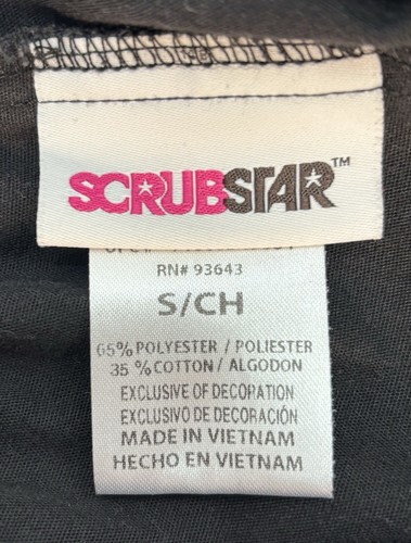 Scrubstar Women’s Pants Black & Pink Ribbon Breast Cancer Elastic Waisted Size S - Picture 3 of 4