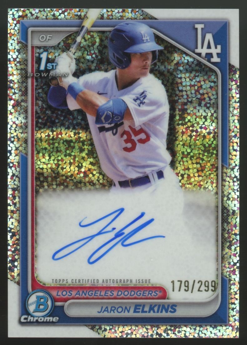 2024 Bowman Chrome Jaron Elkins 1st Silver Speckle Refractor Auto /299 #CPA-JE