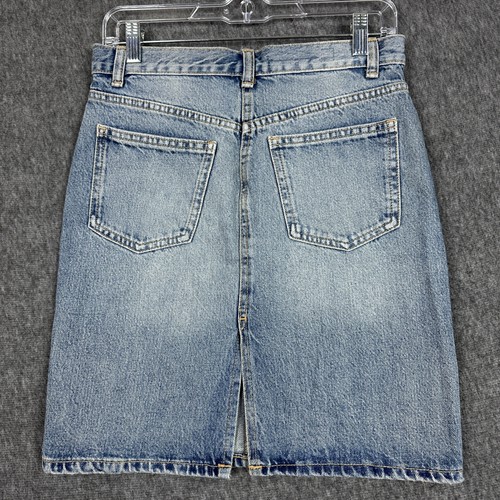 Zara Skirt Womens XS Blue Denim Mini Distressed Raw Hem 100% Cotton Casual New - Picture 4 of 11
