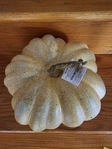 Fall Decor Yellow Pumpkin Gourd Foam Realistic Gold & White Flecks 10x8" NWT - Picture 2 of 8