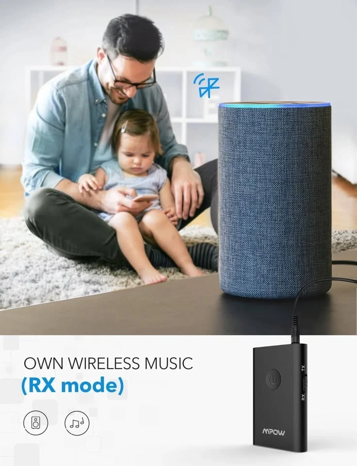 Receptor y transmisor Mpow audio inalámbrico reconexión automática - BH283A Foto 3 de 4