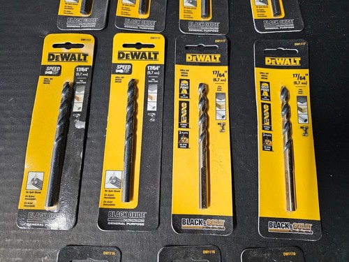 Lot of 11 DeWalt Black & Gold 1/4 in. & 17/64 in. Black Oxide Steel Drill Bits - Picture 5 of 8