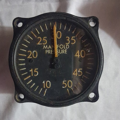 #ad Vintage Aircraft Manifold Pressure Gauge by Manning Maxwell amp; Moore 1940s Rare $40.00
