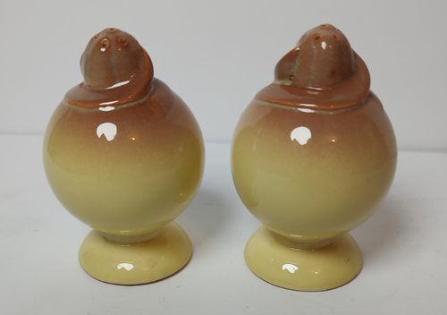 VTG Taylor Smith 1938 Luray Yellow & Brown Ceramic Salt or Pepper Shakers - Picture 2 of 6