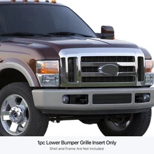 For Ford F-250 Super Duty 08-10 Bumper Grille 1-Pc Black 8x6 mm Horizontal