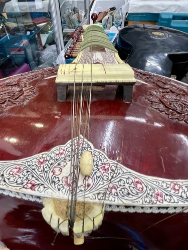 Vintage Indian Sitar Intricate Hand Crafted Inlay In Hard Case Exquisite - Bild 20 von 23