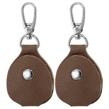 2 Pack Leather Key Fob Genuine Leather Keys Cover Portable Key Fob Coffee