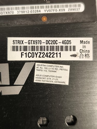 ASUS STRIX GTX 970 4GB GDDR5 GPU - Used, Working - Picture 3 of 5