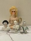VINTAGE HALF DOLLS COMPOSITE & PORCELAIN EX. GERMANY— LOT OF 5