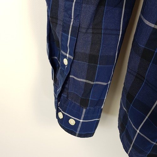 Barbour Hemd Herren XL Blau Grau Kariert Sandwood Tailored Fit Langarm Shirt - Picture 5 of 8