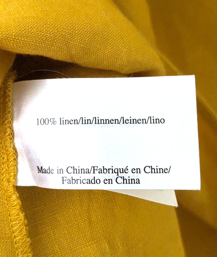 LAURA ASHLEY Yellow Linen Tunic Blouse Top Sz 16 Notch Neck 3/4 Sleeve Summer - Picture 6 of 11