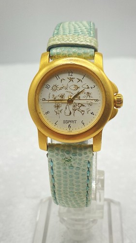 Rare SWISS MOVT Golden Vintage Esprit 29mm Time Wear Patterns Dial Watch - Picture 5 of 19