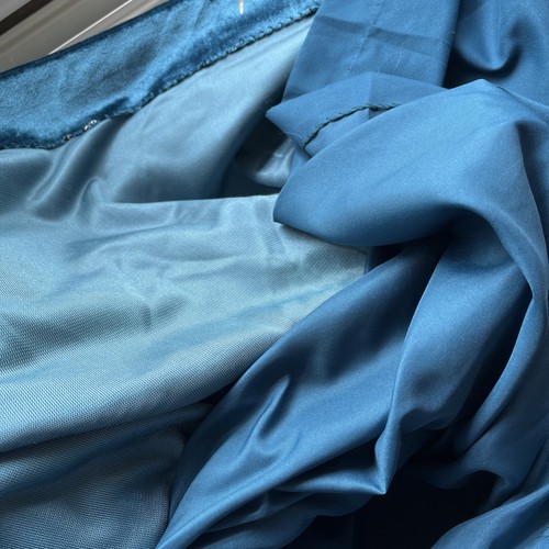DUNELM Long Velvety Teal & Gold Dragonfly Lined RING TOP Curtain 168 X 228cms - Picture 10 of 13