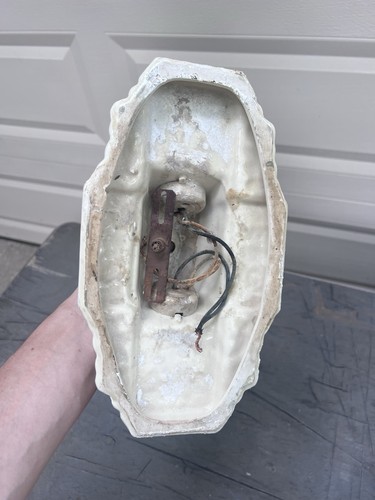 OLD Victorian Floral VTG WALL SCONCE LIGHT FIXTURE WHITE PORCELAIN Ceramic - Picture 9 of 13
