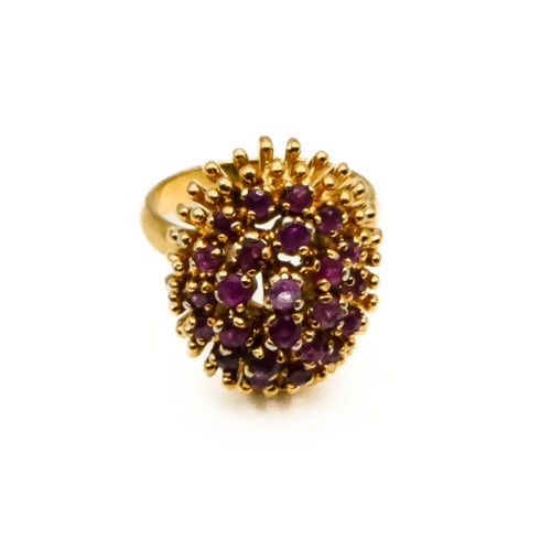 Vintage 14K Yellow Gold Plated Natural Ruby Statement Ring Size 8 - Picture 5 of 10