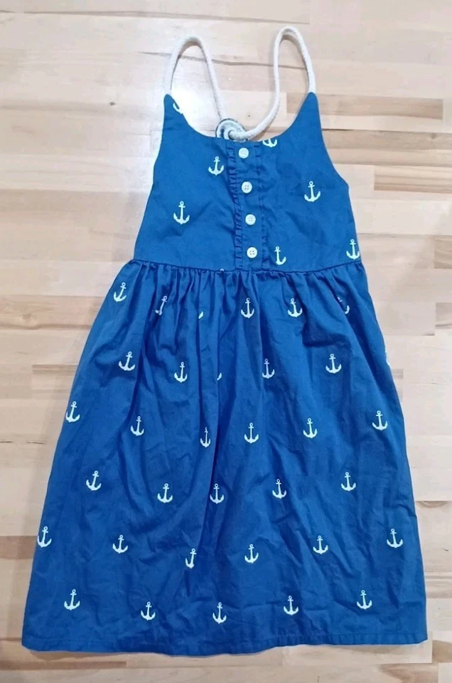Vestido Ancla Niña Talla 4-5 Sin Mangas Náutico Playa Marinero Azul Costero Foto 2 de 4
