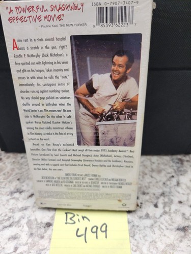 One Flew Over the Cuckoo's Nest VHS 1975 Drama Original Release Warner Bros - Picture 2 of 2