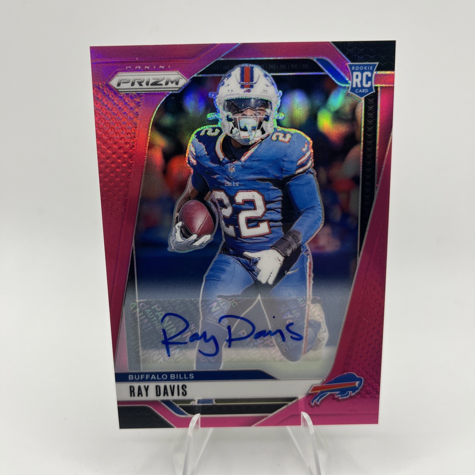 2024 Prizm Ray Davis Pink Auto #382 Buffalo Bills