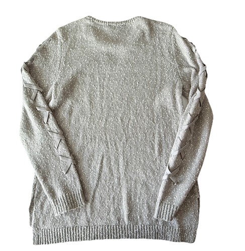 Rock & Republic Women's Gray/White Cutout neck sweater medium - Picture 2 of 9