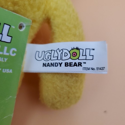 Uglydoll Nandy Bear 8" Yellow Plush Stuffed Animal 2010 New With Tag - Picture 10 of 12
