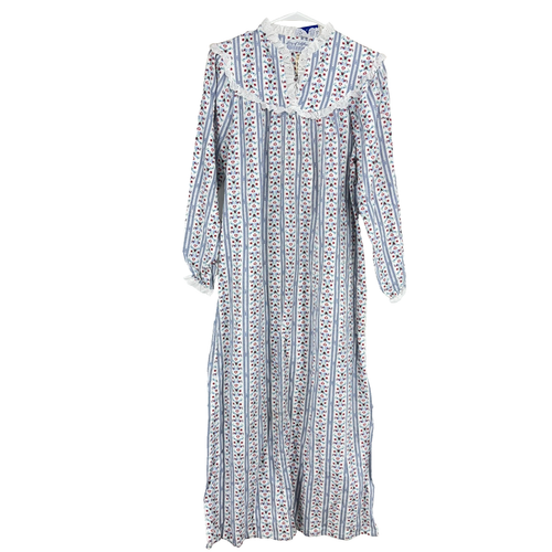 Lanz of Salzburg Damen L Flanell Nachthemd Pyjama blau Nachtkleid Schlafkleid