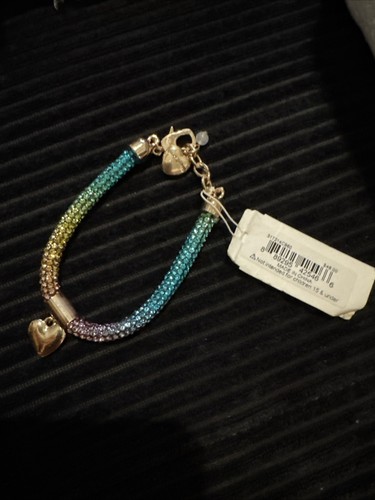 Betsey Johnson MultiColor Swarovski Crystal Bracelet With Heart Pendant - Picture 5 of 8