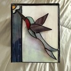 Vintage Hummingbird Leaded Stained /Slag Glass Tissue Box Holder